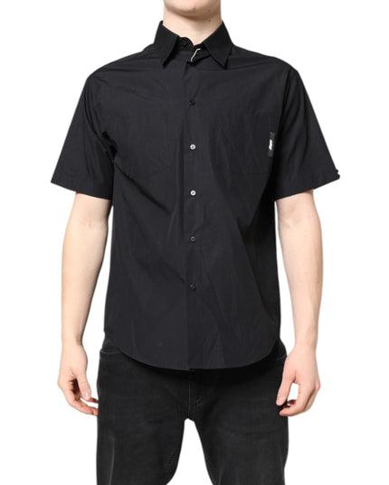MSGM Black Printed Short Sleeves Collared Men Casual Shirt