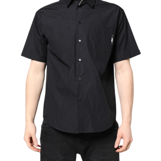 MSGM Black Printed Short Sleeves Collared Men Casual Shirt