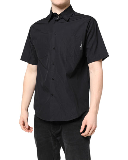 MSGM Black Printed Short Sleeves Collared Men Casual Shirt