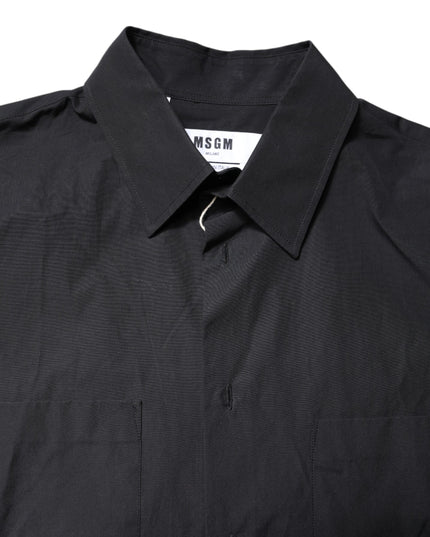 MSGM Black Printed Short Sleeves Collared Men Casual Shirt
