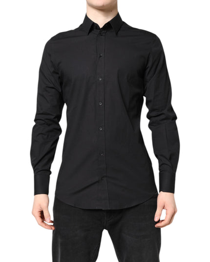 Dolce & Gabbana Black GOLD Cotton Dress Formal Shirt