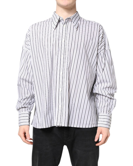 Dolce & Gabbana White Black Stripe Button Down Casual Shirt
