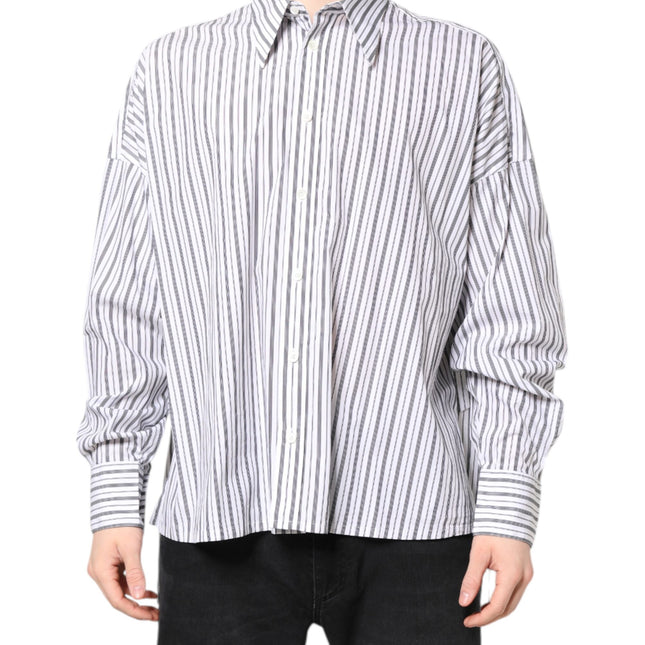 Dolce & Gabbana White Black Stripe Button Down Casual Shirt
