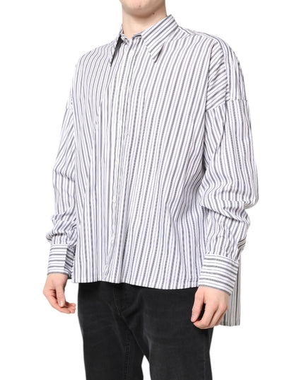 Dolce & Gabbana White Black Stripe Button Down Casual Shirt
