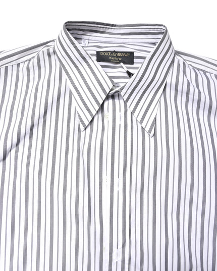 Dolce & Gabbana White Black Stripe Button Down Casual Shirt