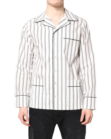 Dolce & Gabbana White Stripes Lounge Pajama Sleepwear Shirt