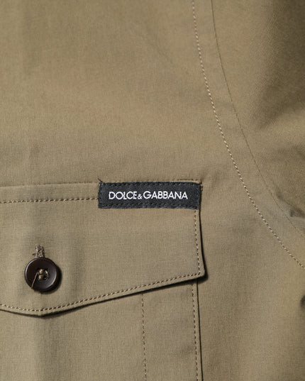 Dolce & Gabbana Brown Cotton Stretch Casual Long Sleeves Shirt