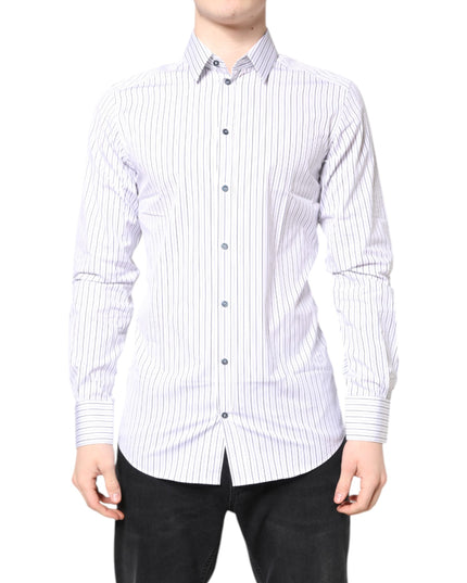 Dolce & Gabbana White Stripes GOLD Cotton Formal Shirt