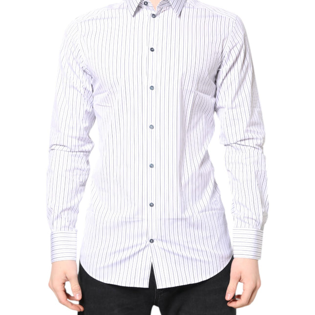 Dolce & Gabbana White Stripes GOLD Cotton Formal Shirt