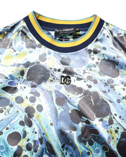 Dolce & Gabbana Multicolor Marble Print Men Pullover Sweater