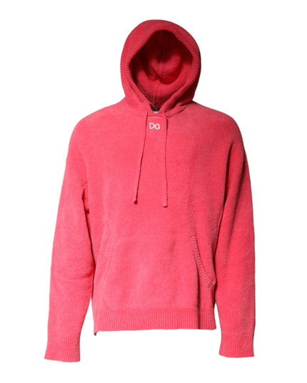 Dolce & Gabbana Red Cotton Knit Hooded Men Pullover Sweater