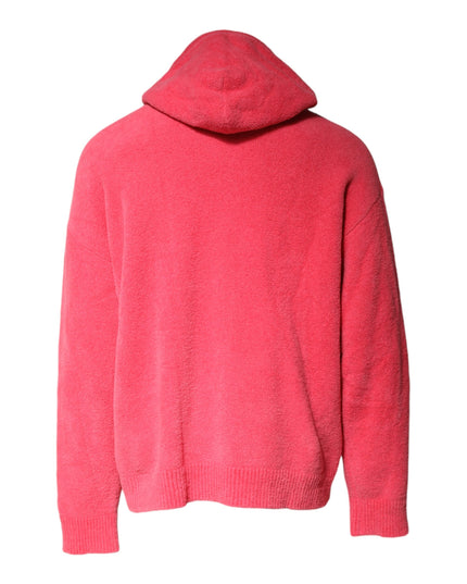 Dolce & Gabbana Red Cotton Knit Hooded Men Pullover Sweater