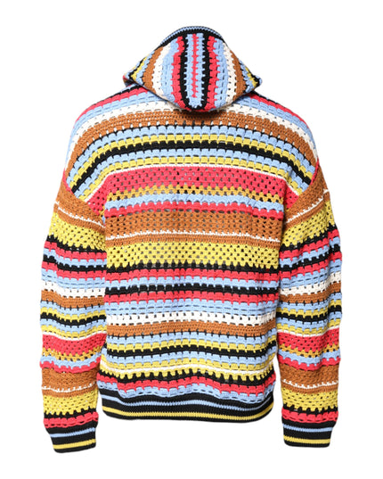 Dolce & Gabbana Multicolor Cotton Hooded Pullover Sweater