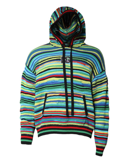Dolce & Gabbana Multicolor Cotton Hooded Pullover Sweater