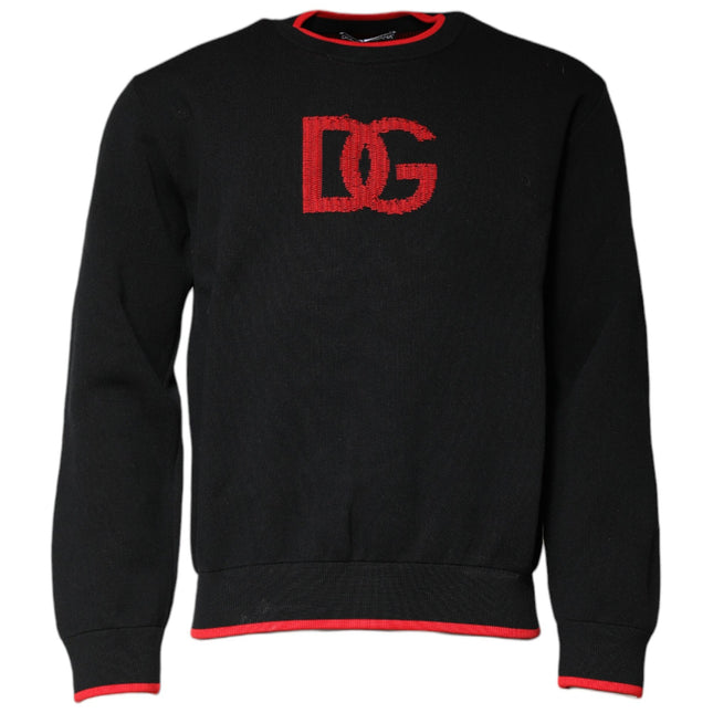 Dolce & Gabbana Black Nylon DGLogo Knit Men Pullover Sweater