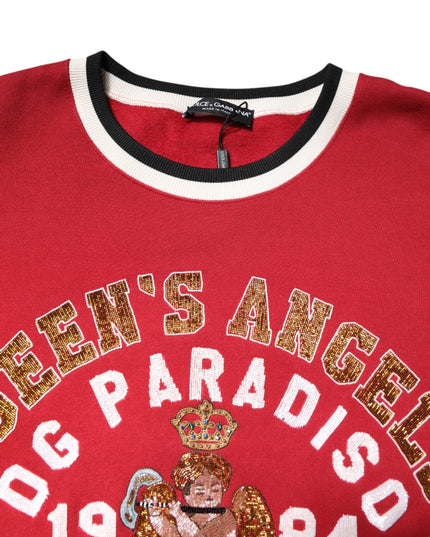 Dolce & Gabbana Red Sequin Knit Pullover Sweatshirt Sweater