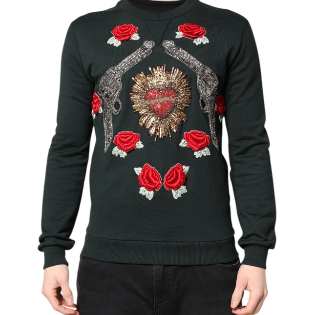 Dolce & Gabbana Black Sequined Embellished Pullover Sweater