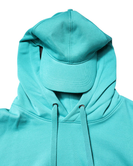 Dolce & Gabbana Green Cotton Hooded Men Sportswear Vest Sweater