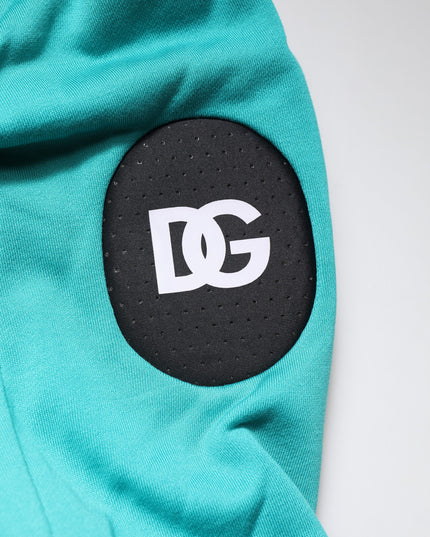 Dolce & Gabbana Green Cotton Hooded Men Sportswear Vest Sweater