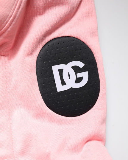 Dolce & Gabbana Pink Cotton Hooded Men Sportswear Vest Sweater