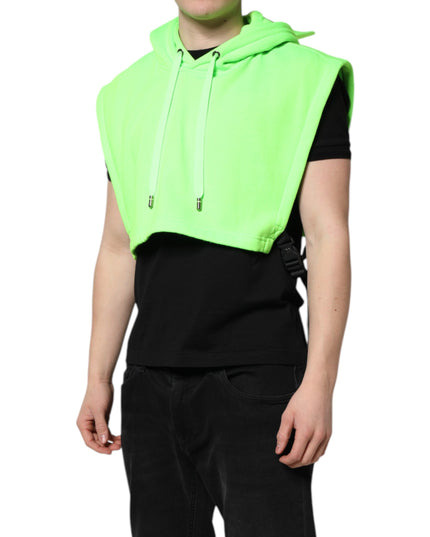 Dolce & Gabbana Green Polyester Hooded Sportswear Vest Sweater