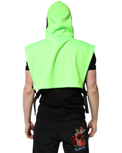 Dolce & Gabbana Green Polyester Hooded Sportswear Vest Sweater