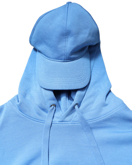 Dolce & Gabbana Blue Cotton Hooded Men Sportswear Vest Sweater