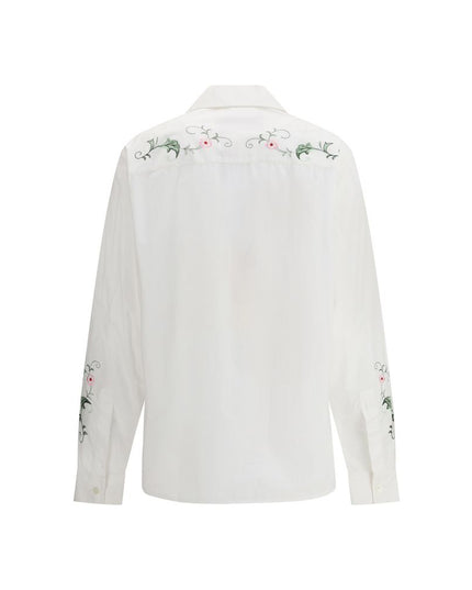 Baziszt White Cotton Pattern Shirt