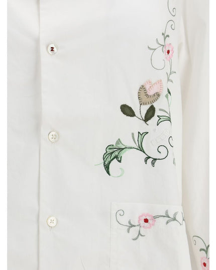 Baziszt White Cotton Pattern Shirt