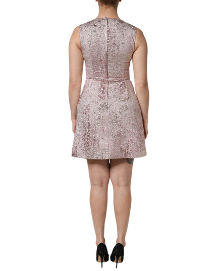 Dolce & Gabbana Pink Jacquard Sleeveless Sheath Mini Dress