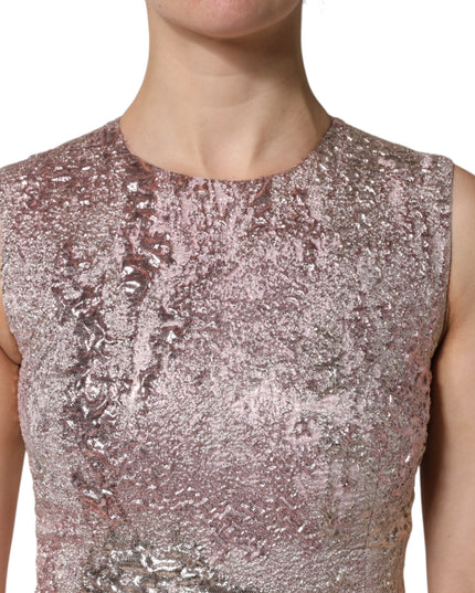 Dolce & Gabbana Pink Jacquard Sleeveless Sheath Mini Dress