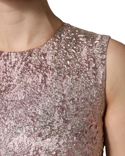Dolce & Gabbana Pink Jacquard Sleeveless Sheath Mini Dress