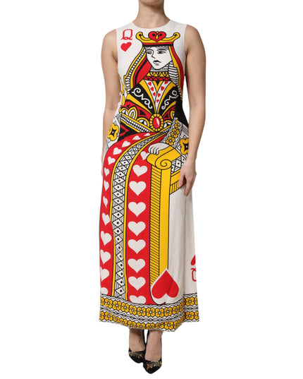 Dolce & Gabbana White Queen Of Hearts Sleeveless Maxi Dress
