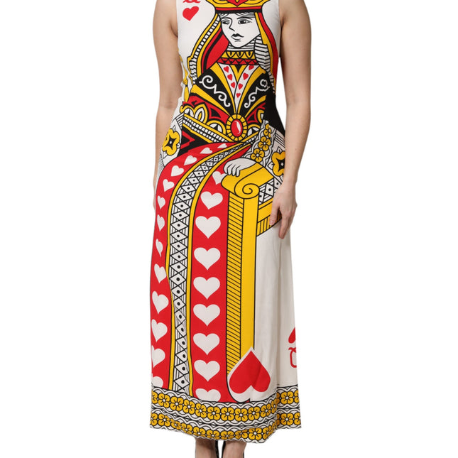Dolce & Gabbana White Queen Of Hearts Sleeveless Maxi Dress