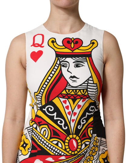 Dolce & Gabbana White Queen Of Hearts Sleeveless Maxi Dress