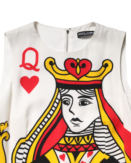 Dolce & Gabbana White Queen Of Hearts Sleeveless Maxi Dress