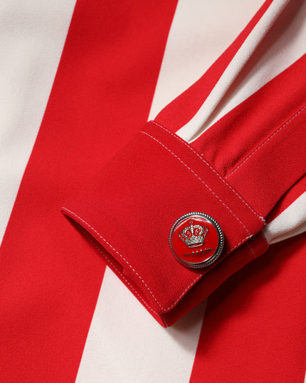 Dolce & Gabbana White Red Stripes Long Sleeves Mini Dress