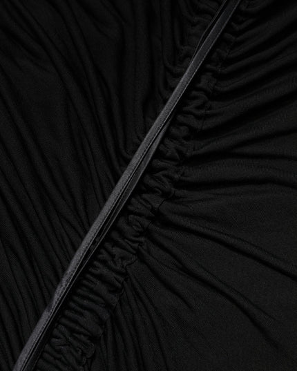 Dolce & Gabbana Black Mesh Trim Bodycon Long Sheath Dress