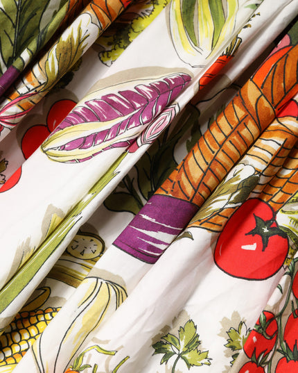 Dolce & Gabbana White Vegetables Sleeveless A-line Dress