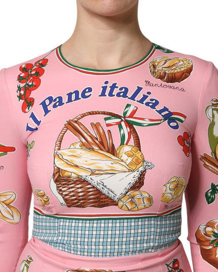 Dolce & Gabbana Pink Pastry Print Bodycon Sheath Midi Dress