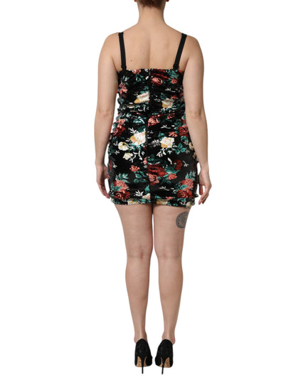 Dolce & Gabbana Black Floral Sequin Sleeveless Sheath Dress