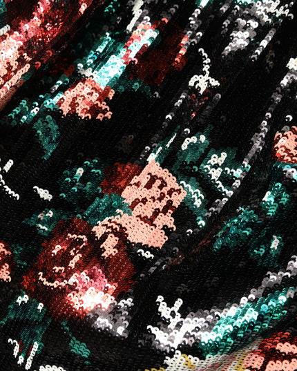 Dolce & Gabbana Black Floral Sequin Sleeveless Sheath Dress