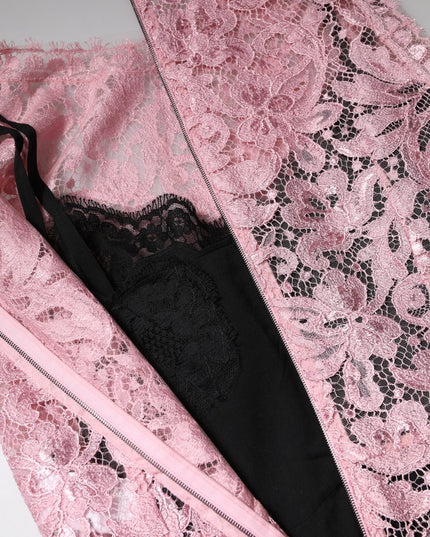 Dolce & Gabbana Pink Floral Lace Sleeveless Sheath Dress