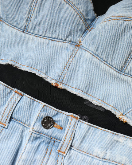 Dolce & Gabbana Black Blue Long Sleeves Denim Mini Dress