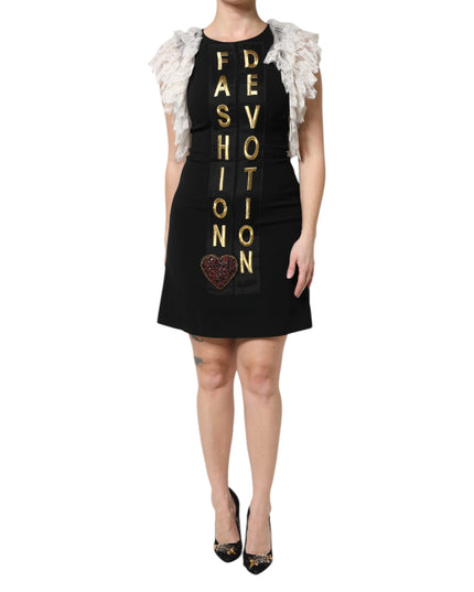 Dolce & Gabbana Black Fashion Devotion Embellish Mini Dress