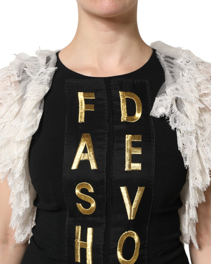 Dolce & Gabbana Black Fashion Devotion Embellish Mini Dress