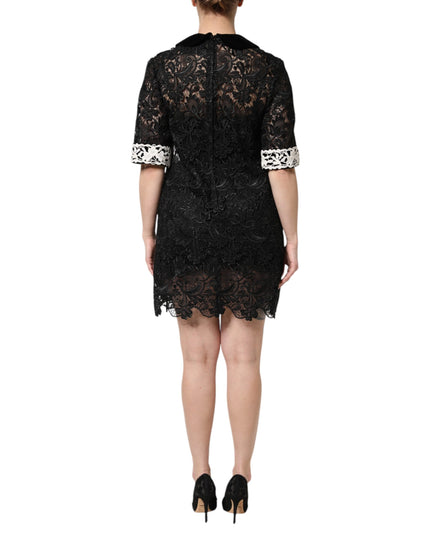 Dolce & Gabbana Black Floral Lace Embellished Mini Dress