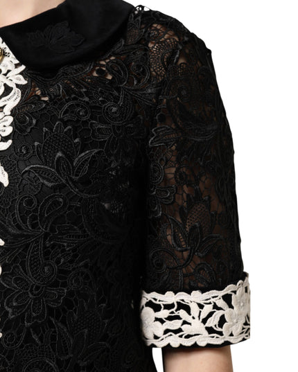 Dolce & Gabbana Black Floral Lace Embellished Mini Dress