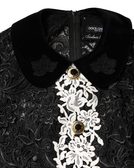 Dolce & Gabbana Black Floral Lace Embellished Mini Dress
