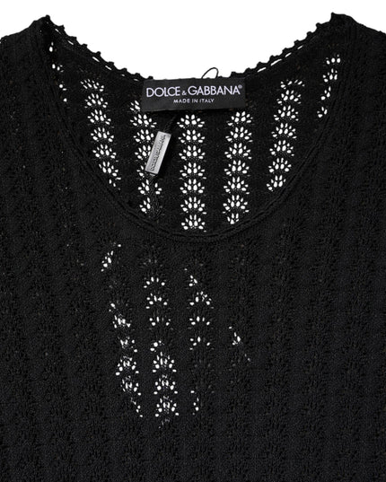 Dolce & Gabbana Black Cashmere Long Sleeves A-line Midi Dress